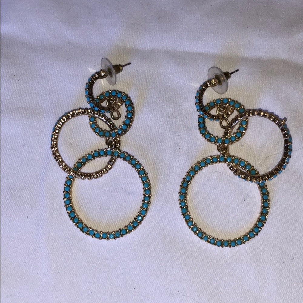 Gold and turquoise costume earrings